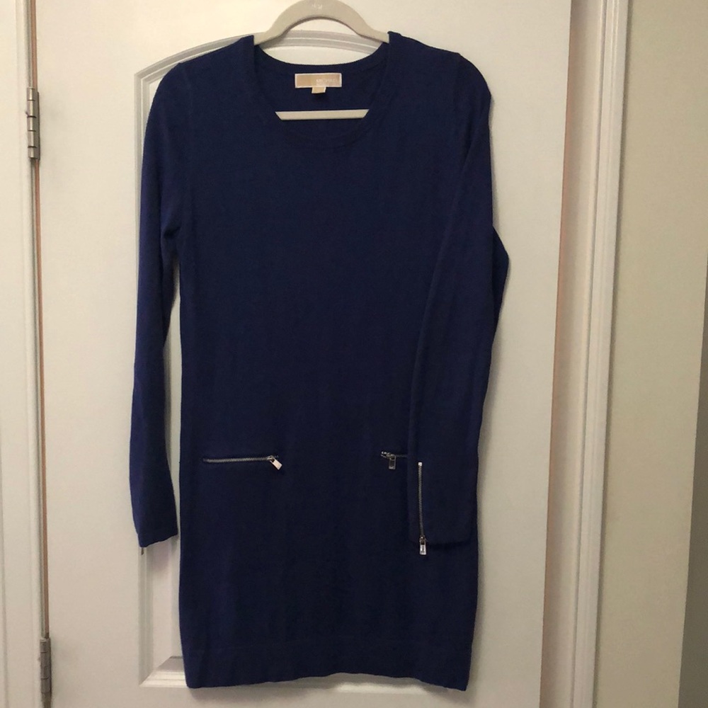 Blue sweater dress